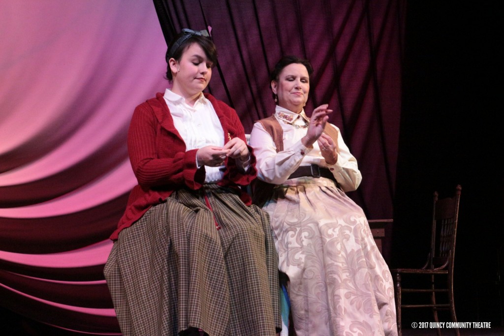 Jordan Lefever (Emily) and Doris Sanders (Mrs. Webb) in QCT's 2017 production of OUR TOWN.